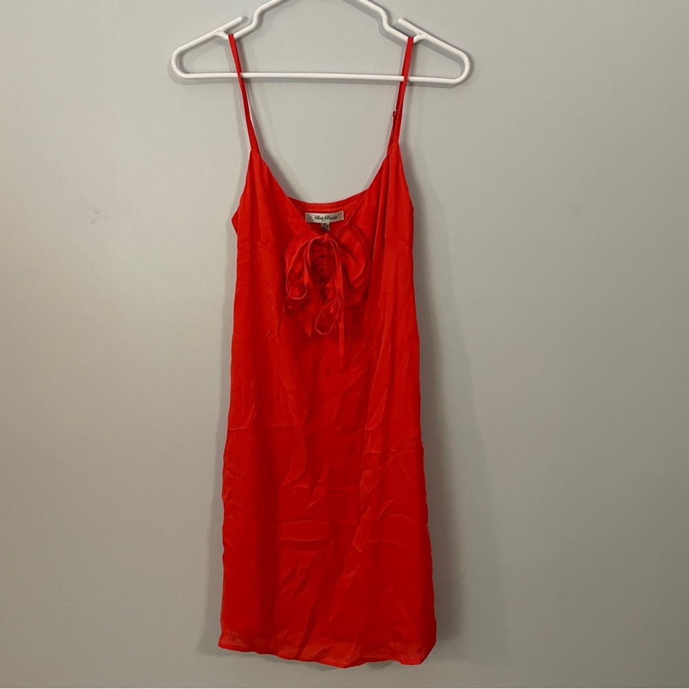NWT Beth Bowley Red 100% Silk Ruched Slip Dress Size 4